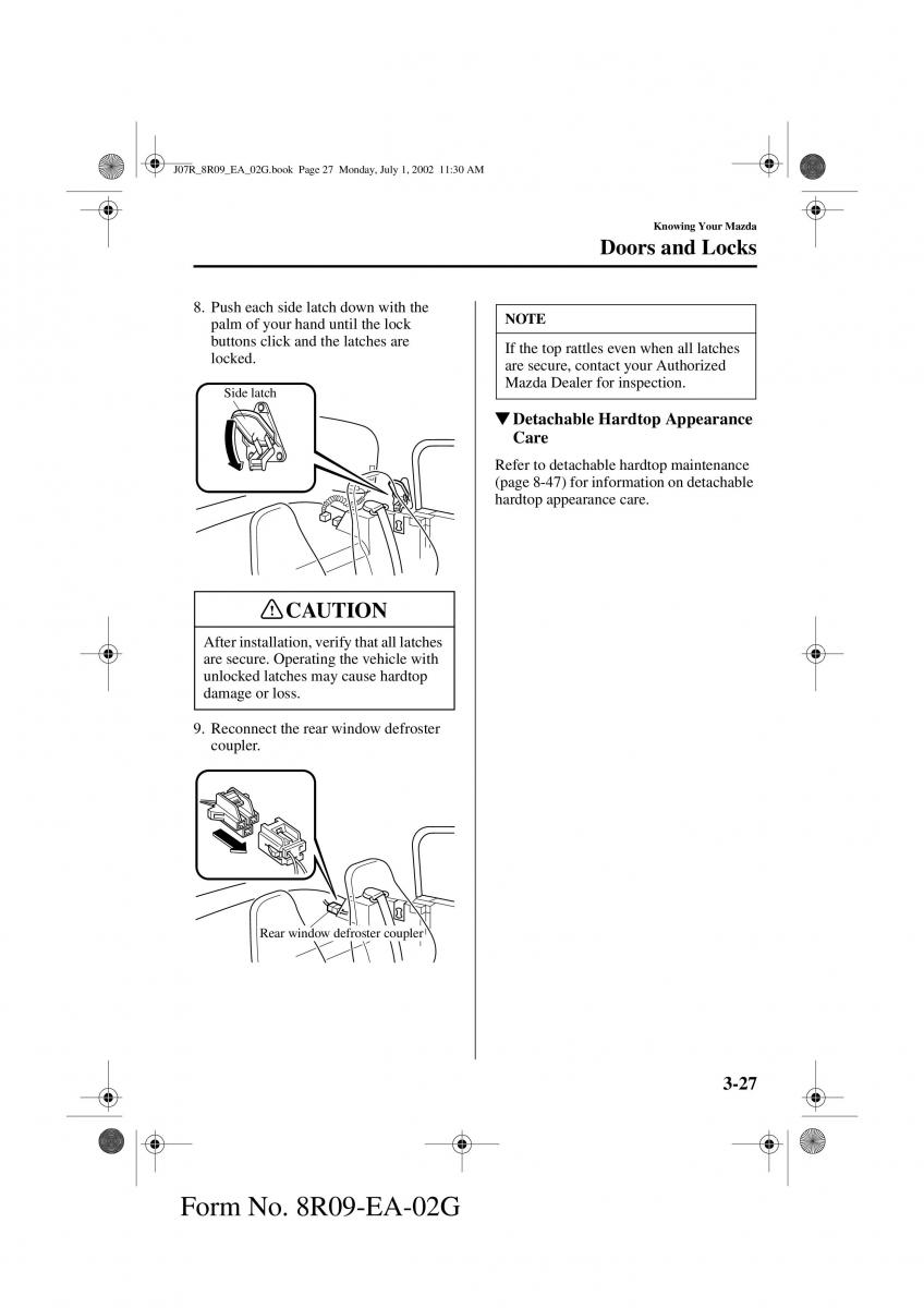 Mazda MX 5 Miata NB II 2 owners manual / page 66