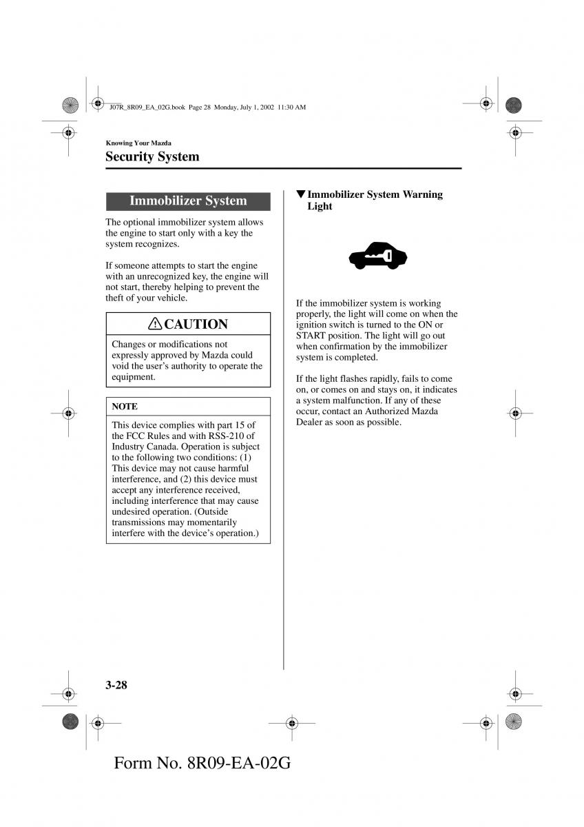 Mazda MX 5 Miata NB II 2 owners manual / page 67