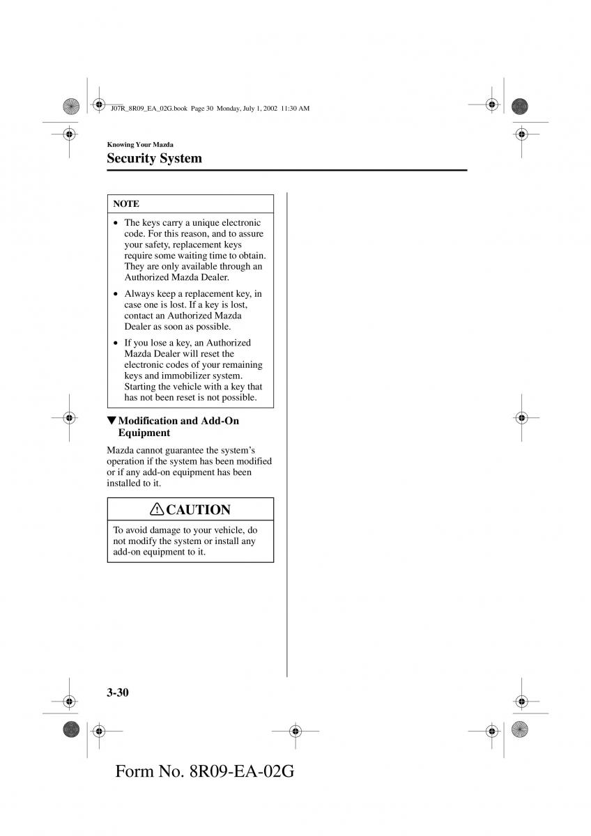 Mazda MX 5 Miata NB II 2 owners manual / page 69