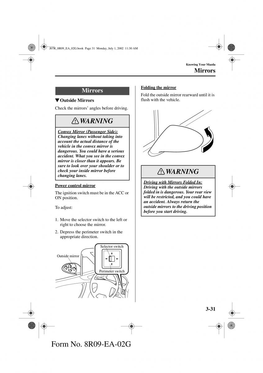 Mazda MX 5 Miata NB II 2 owners manual / page 70