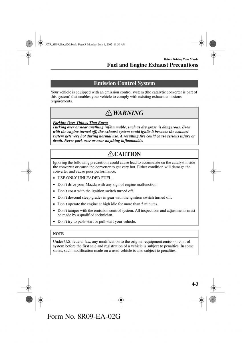 Mazda MX 5 Miata NB II 2 owners manual / page 74