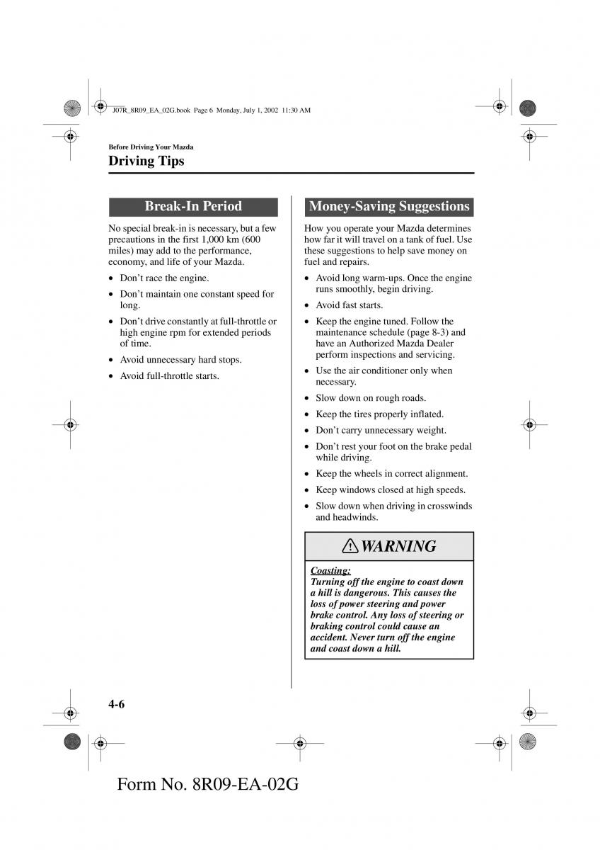 Mazda MX 5 Miata NB II 2 owners manual / page 77