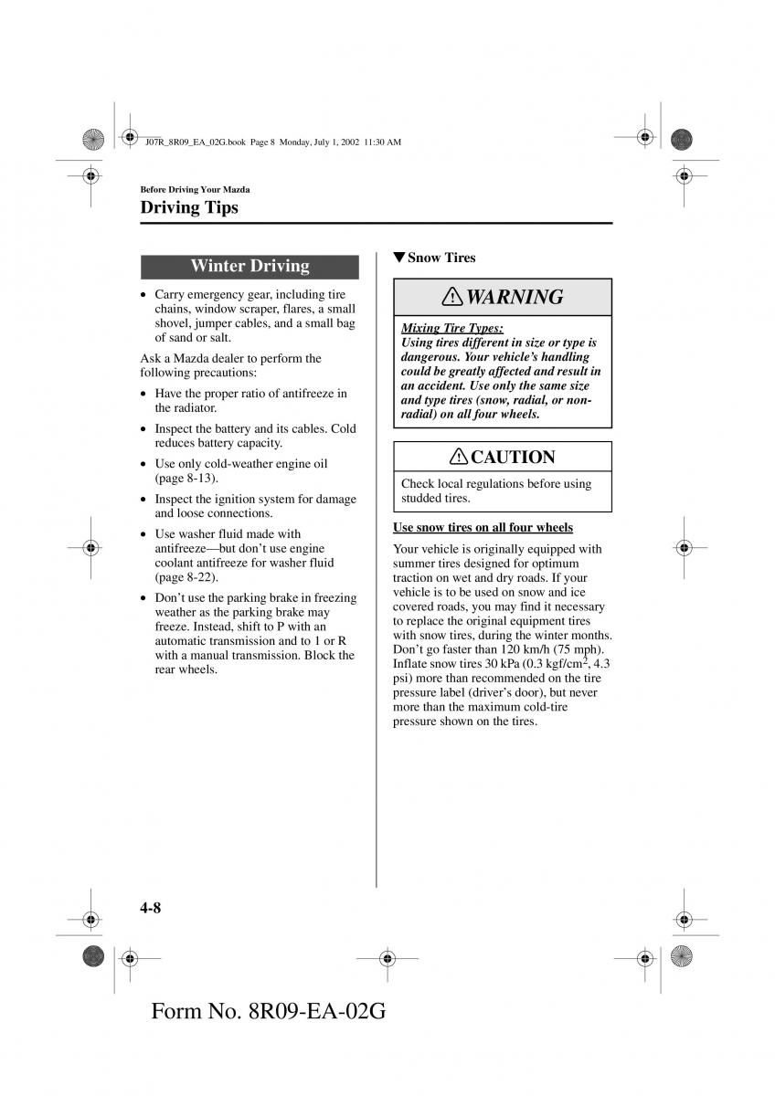 Mazda MX 5 Miata NB II 2 owners manual / page 79