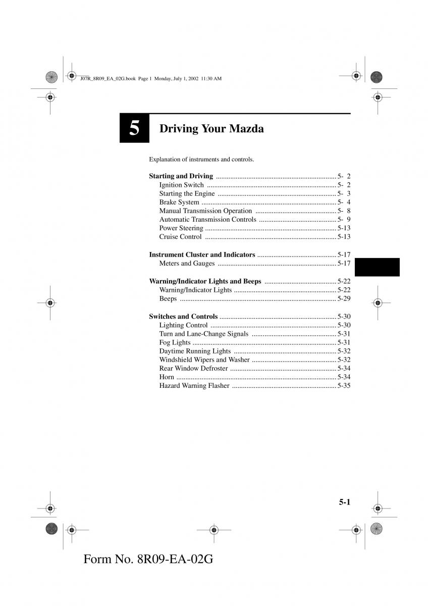 Mazda MX 5 Miata NB II 2 owners manual / page 84