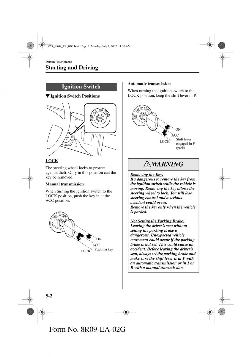 Mazda MX 5 Miata NB II 2 owners manual / page 85