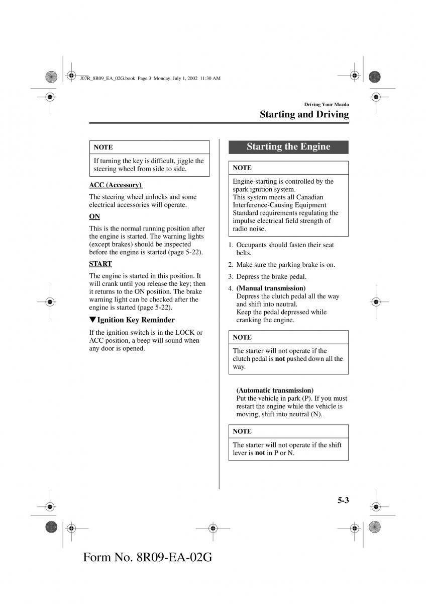 Mazda MX 5 Miata NB II 2 owners manual / page 86