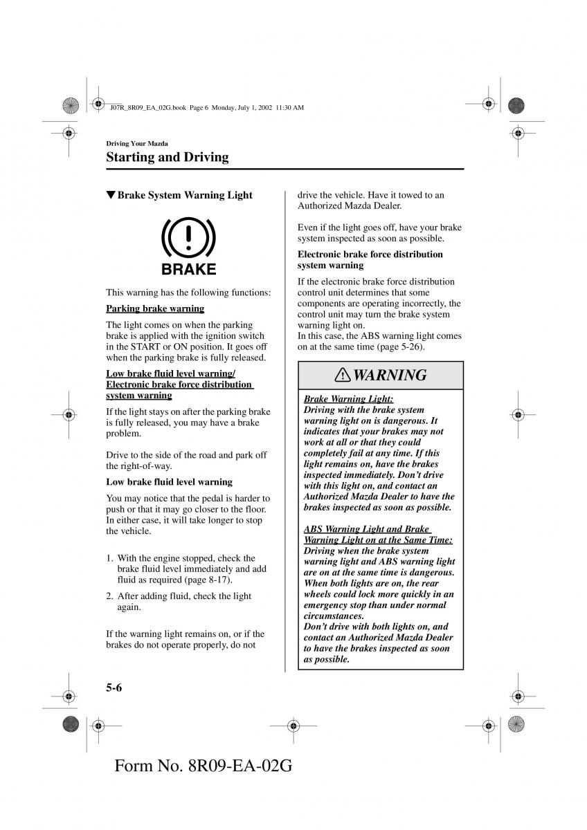 Mazda MX 5 Miata NB II 2 owners manual / page 89