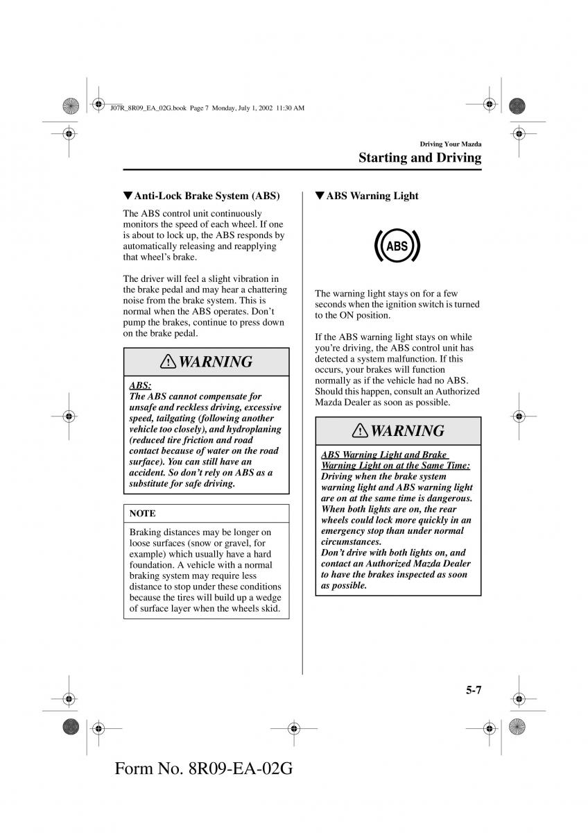 Mazda MX 5 Miata NB II 2 owners manual / page 90