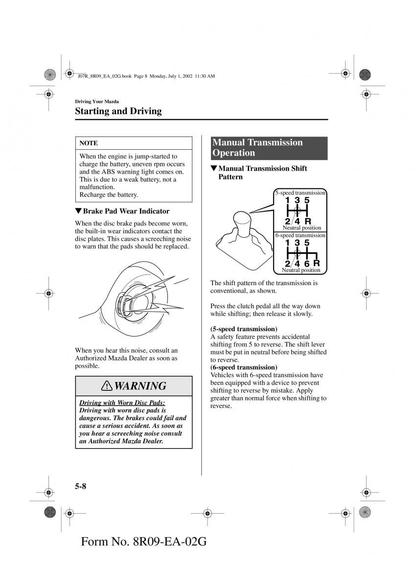 Mazda MX 5 Miata NB II 2 owners manual / page 91