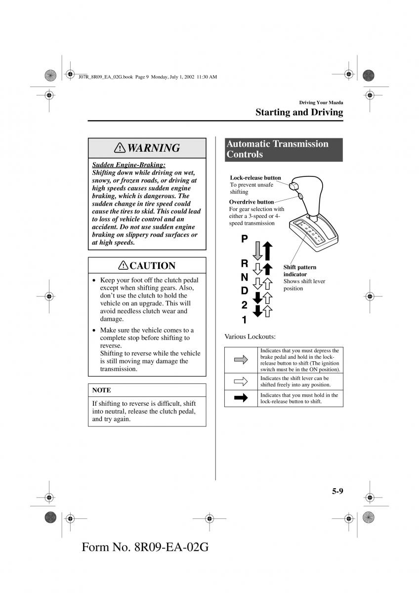 Mazda MX 5 Miata NB II 2 owners manual / page 92