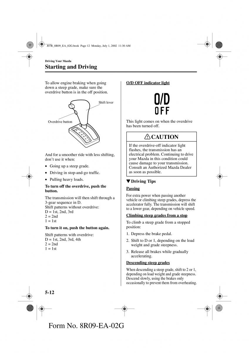 Mazda MX 5 Miata NB II 2 owners manual / page 95