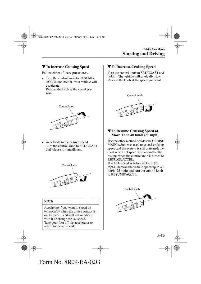 Mazda MX 5 Miata NB II 2 owners manual / page 98