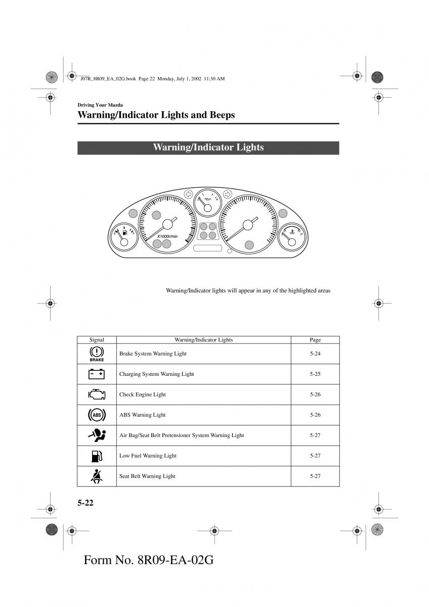 Mazda MX 5 Miata NB II 2 owners manual / page 105