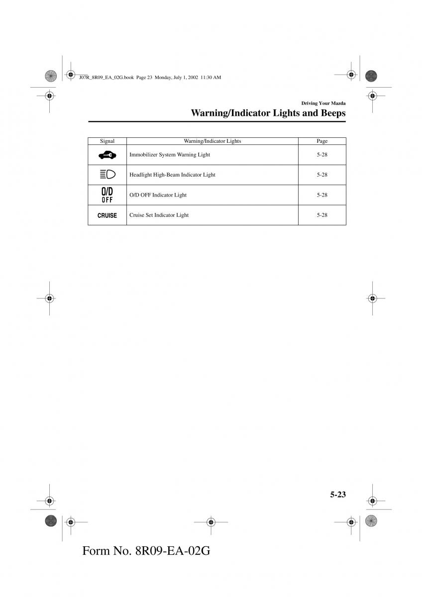 Mazda MX 5 Miata NB II 2 owners manual / page 106