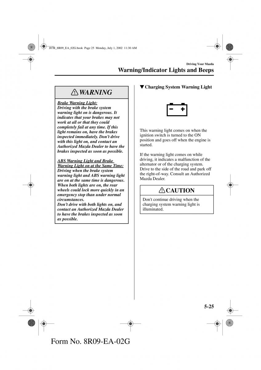 Mazda MX 5 Miata NB II 2 owners manual / page 108