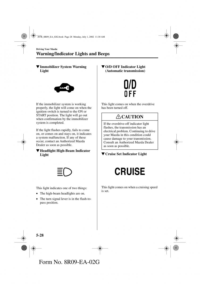 Mazda MX 5 Miata NB II 2 owners manual / page 111