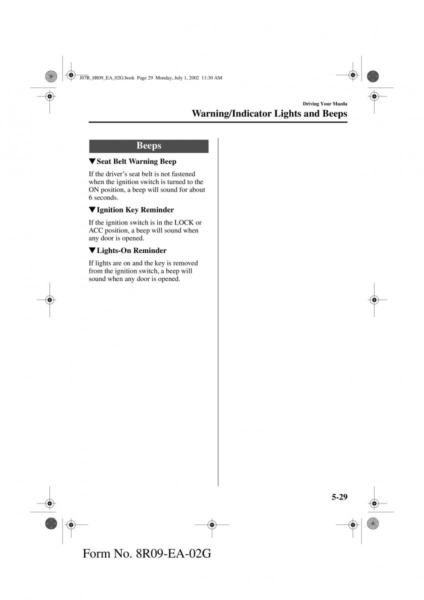 Mazda MX 5 Miata NB II 2 owners manual / page 112