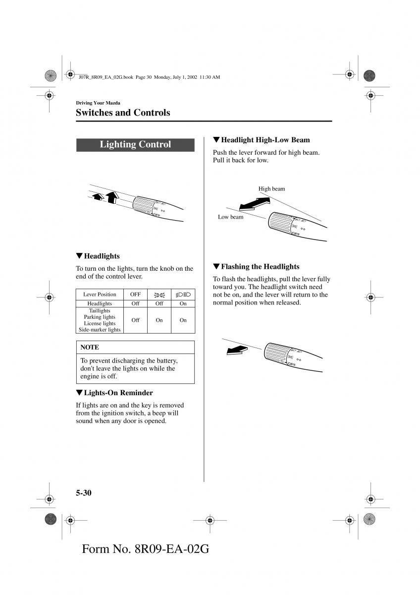 Mazda MX 5 Miata NB II 2 owners manual / page 113