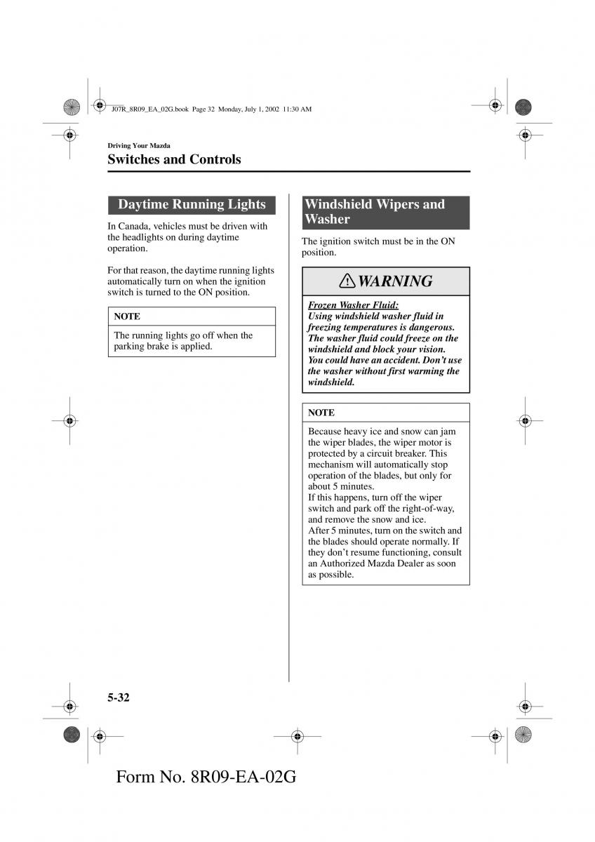 Mazda MX 5 Miata NB II 2 owners manual / page 115