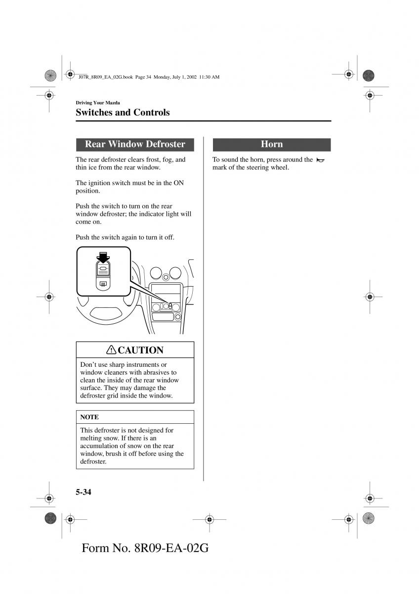 Mazda MX 5 Miata NB II 2 owners manual / page 117