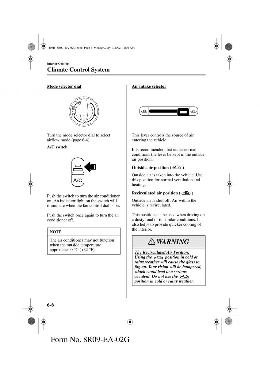 Mazda MX 5 Miata NB II 2 owners manual / page 125