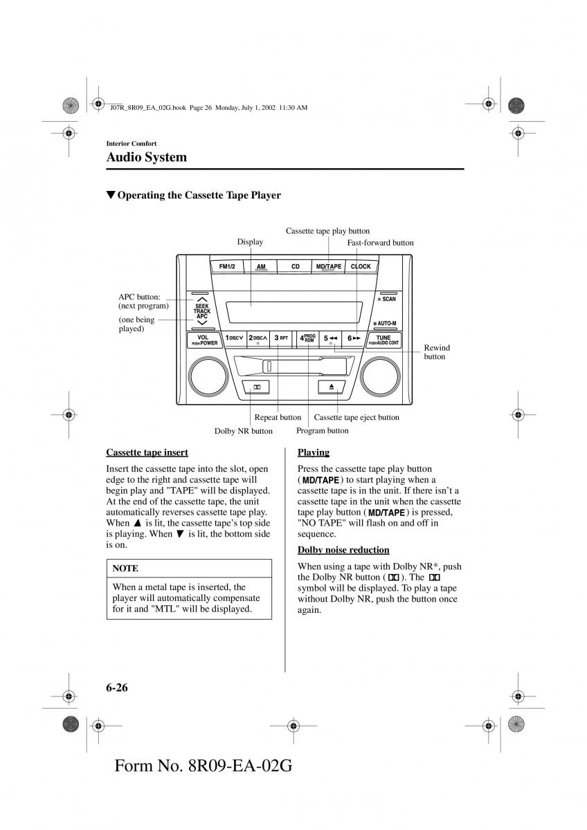 Mazda MX 5 Miata NB II 2 owners manual / page 145