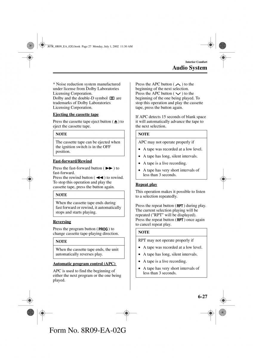 Mazda MX 5 Miata NB II 2 owners manual / page 146