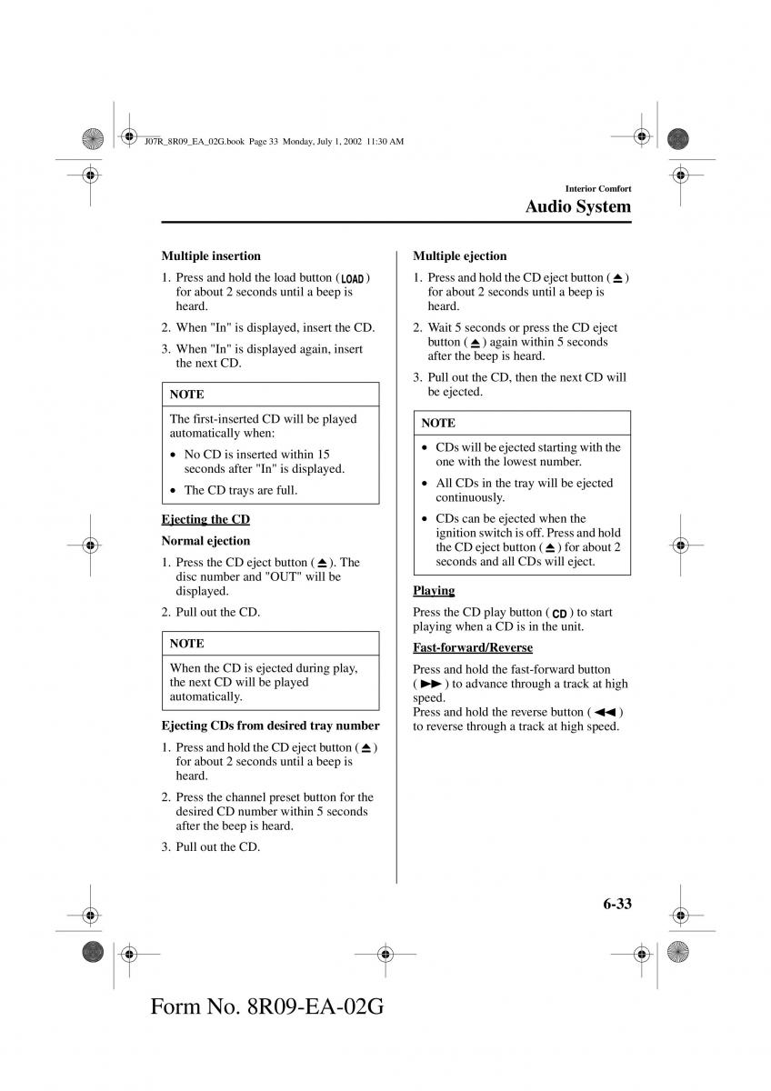 Mazda MX 5 Miata NB II 2 owners manual / page 152