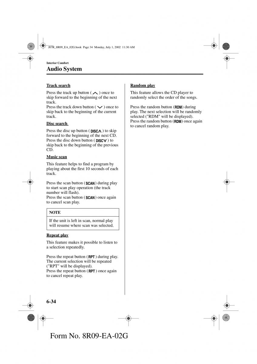 Mazda MX 5 Miata NB II 2 owners manual / page 153