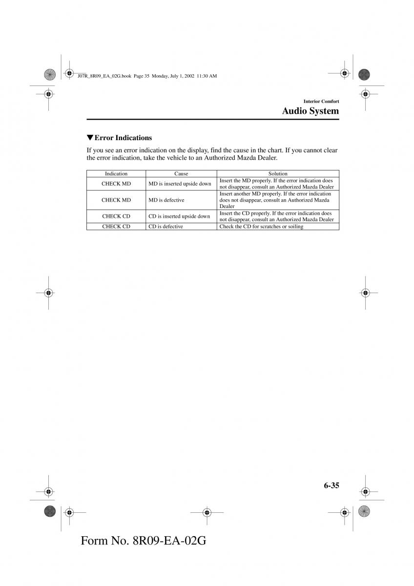 Mazda MX 5 Miata NB II 2 owners manual / page 154