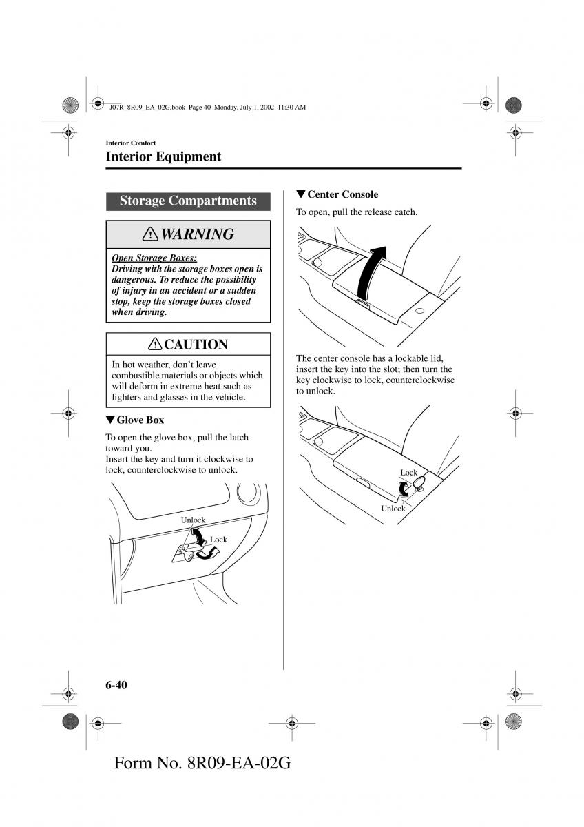 Mazda MX 5 Miata NB II 2 owners manual / page 159