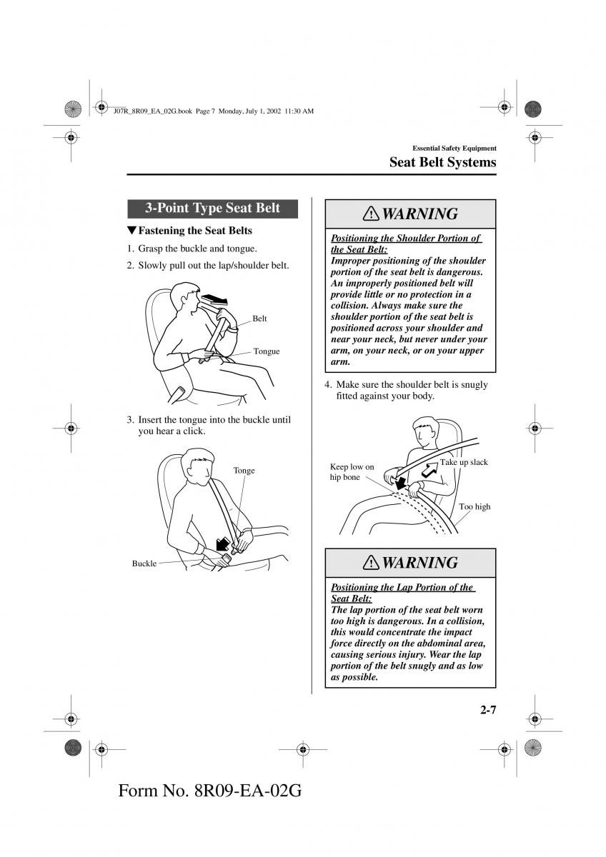 Mazda MX 5 Miata NB II 2 owners manual / page 16