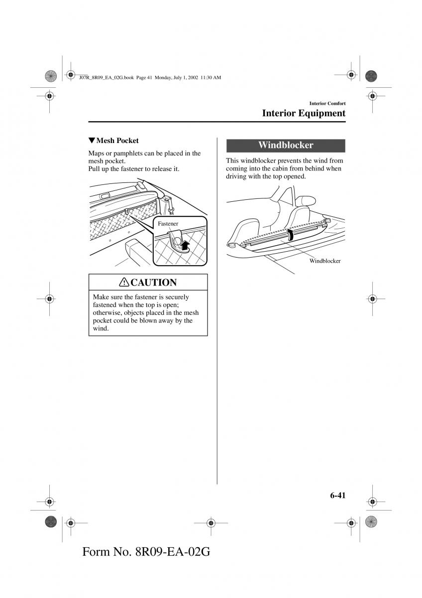 Mazda MX 5 Miata NB II 2 owners manual / page 160