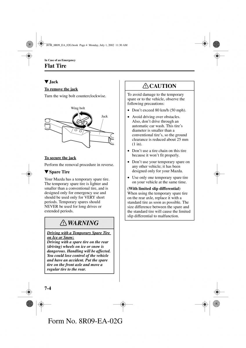 Mazda MX 5 Miata NB II 2 owners manual / page 165