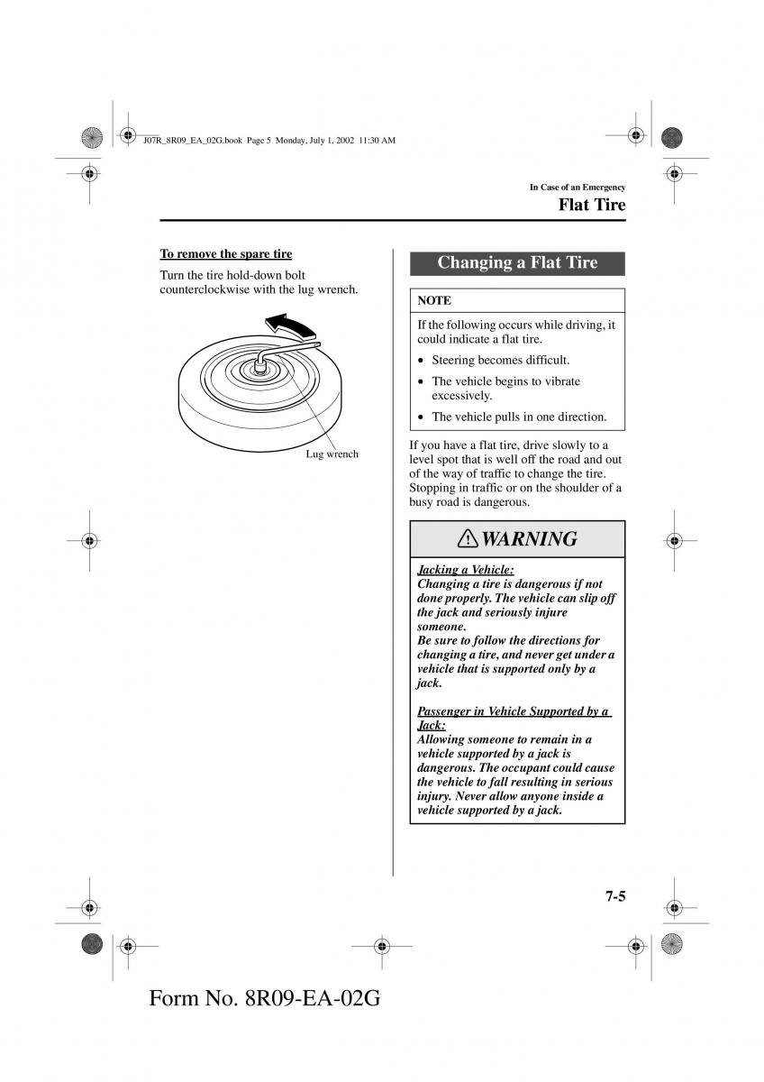 Mazda MX 5 Miata NB II 2 owners manual / page 166