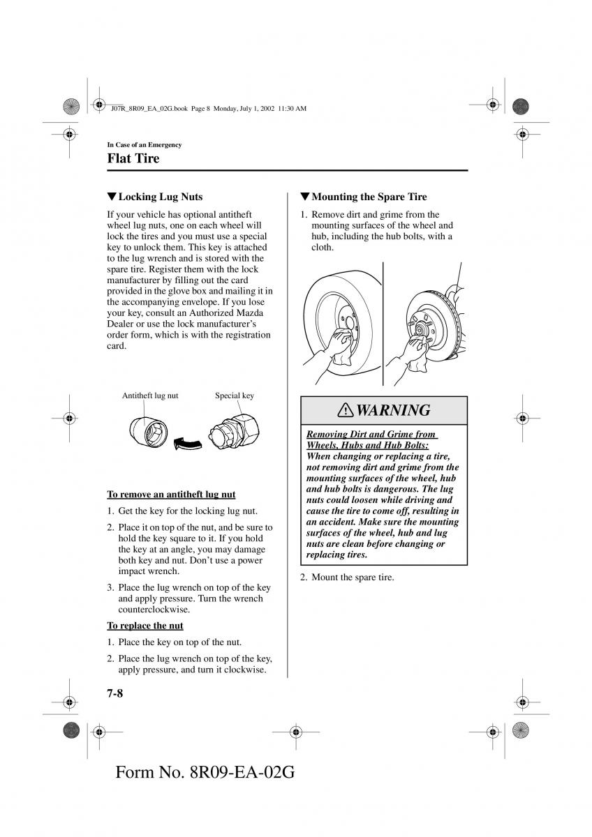 Mazda MX 5 Miata NB II 2 owners manual / page 169