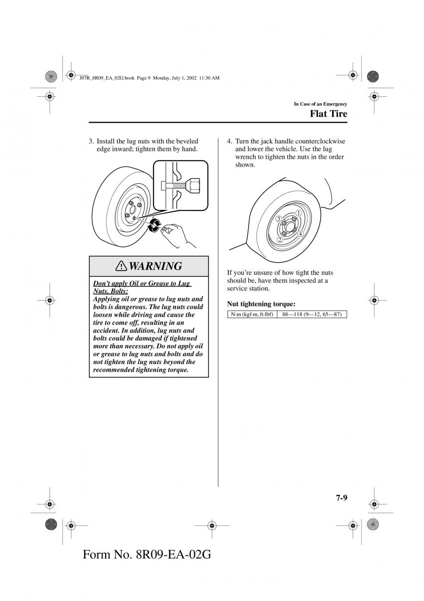 Mazda MX 5 Miata NB II 2 owners manual / page 170