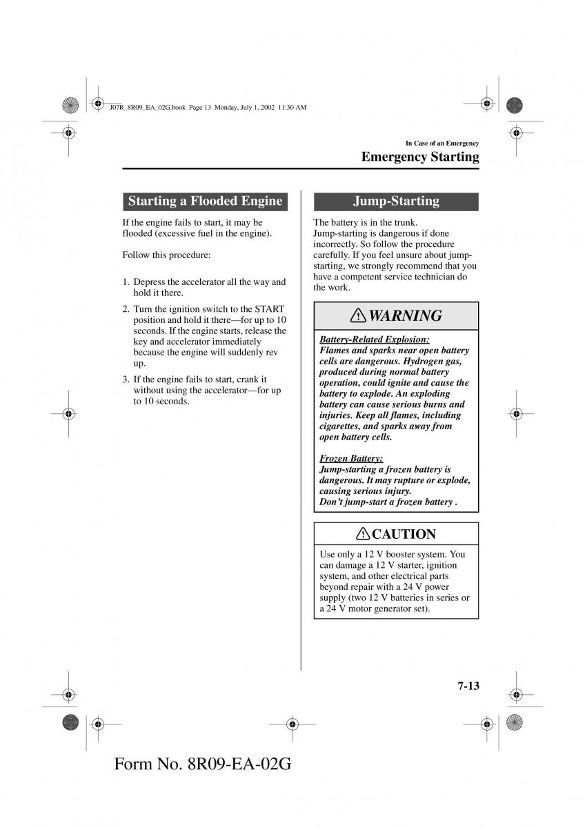 Mazda MX 5 Miata NB II 2 owners manual / page 174