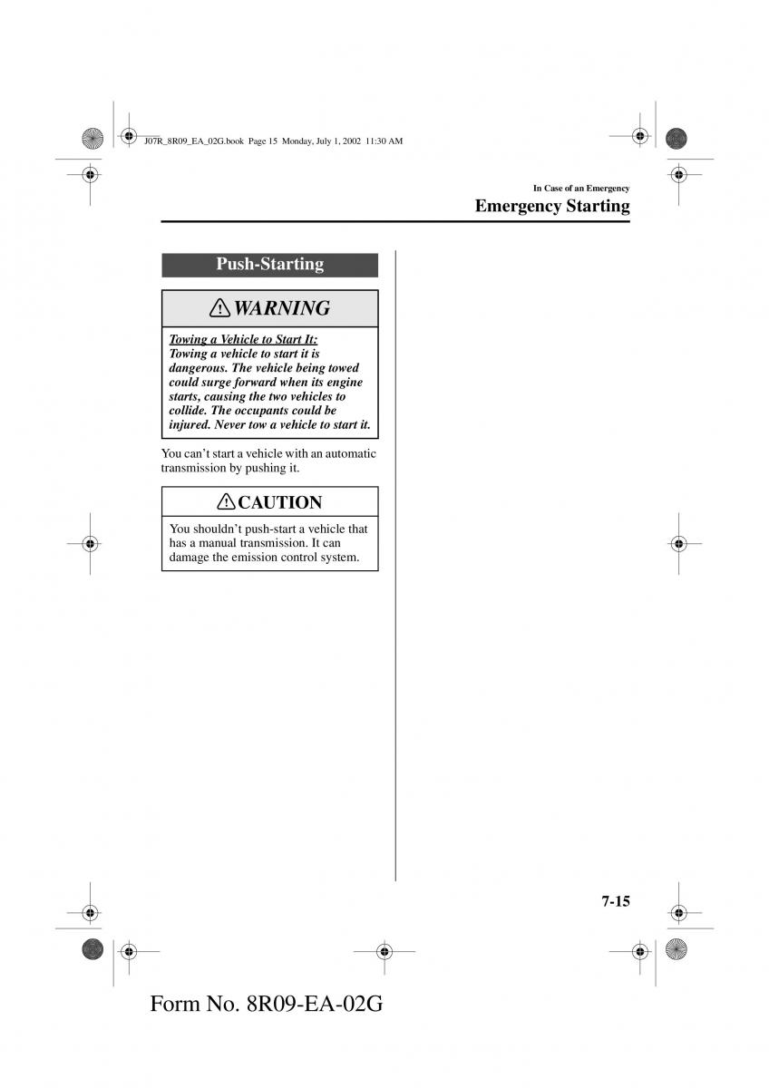 Mazda MX 5 Miata NB II 2 owners manual / page 176