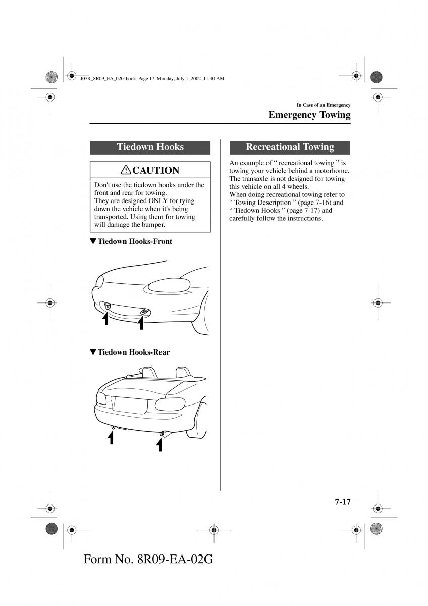 Mazda MX 5 Miata NB II 2 owners manual / page 178