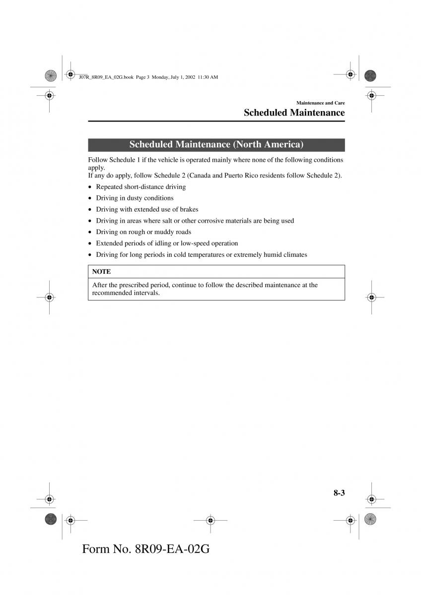 Mazda MX 5 Miata NB II 2 owners manual / page 182