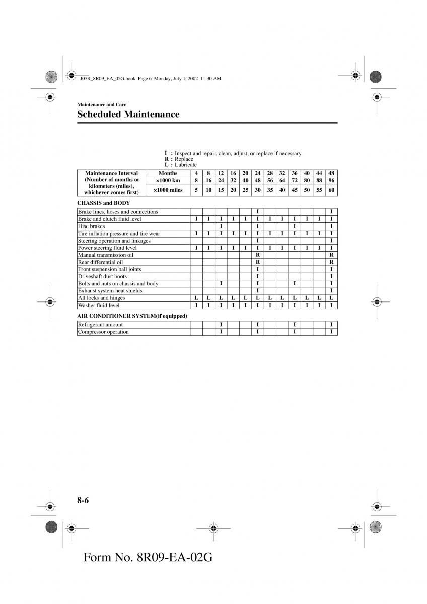 Mazda MX 5 Miata NB II 2 owners manual / page 185