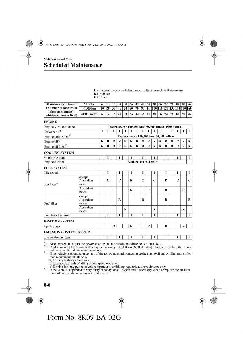 Mazda MX 5 Miata NB II 2 owners manual / page 187