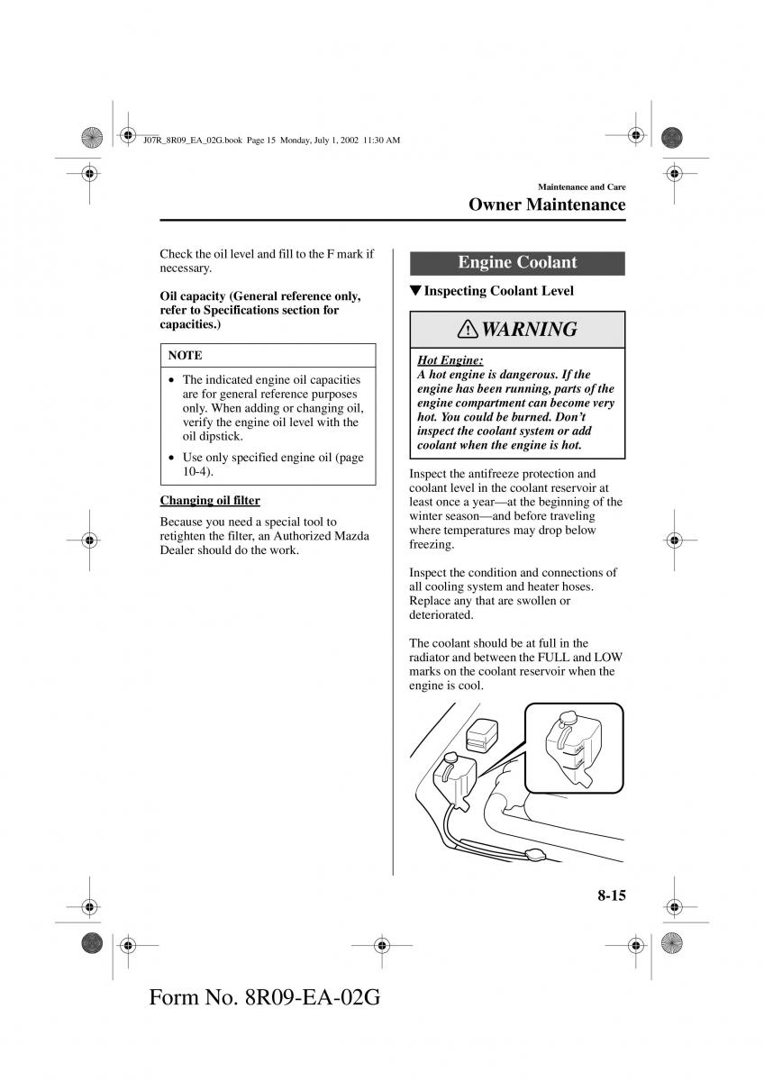 Mazda MX 5 Miata NB II 2 owners manual / page 194