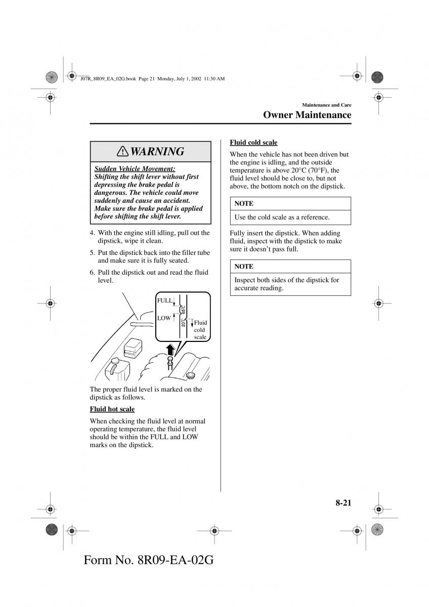 Mazda MX 5 Miata NB II 2 owners manual / page 200