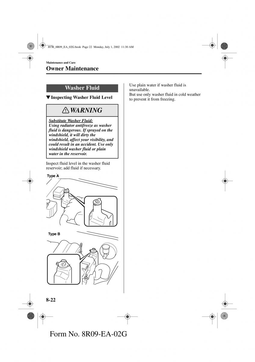 Mazda MX 5 Miata NB II 2 owners manual / page 201