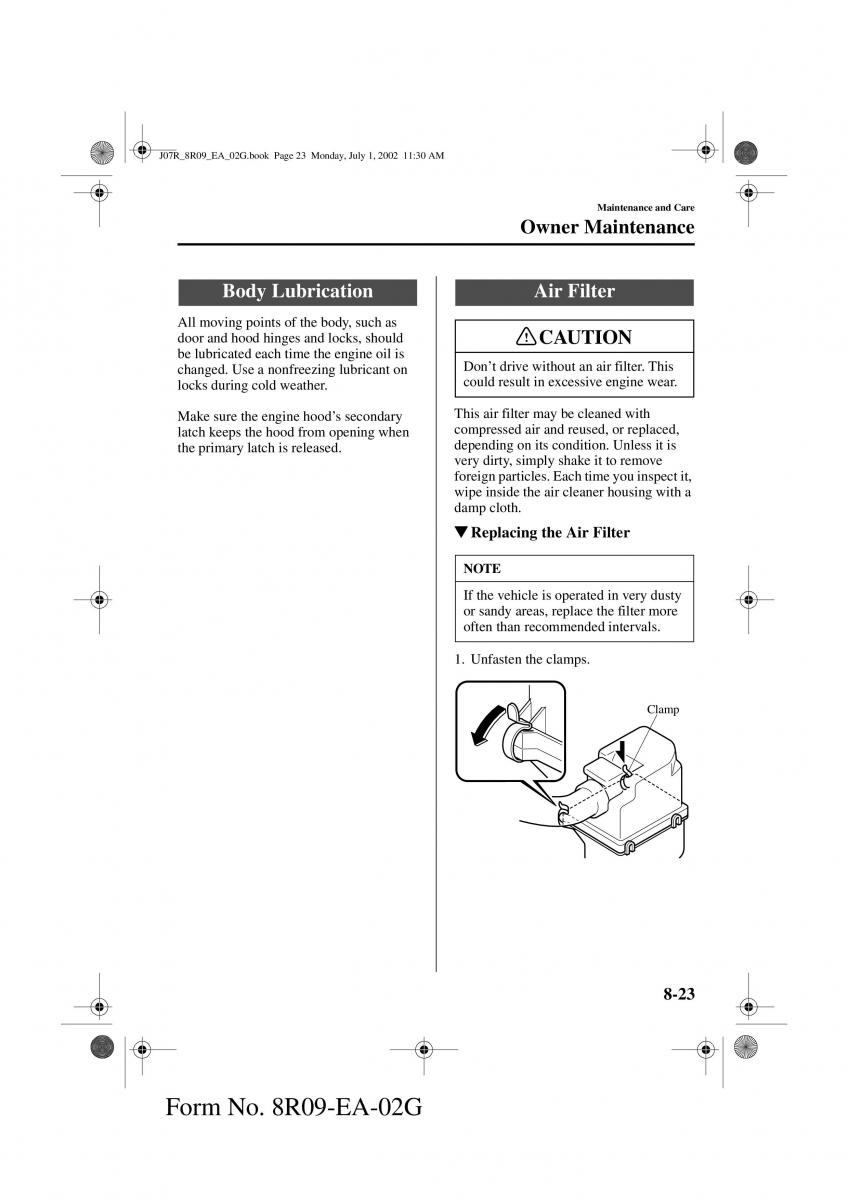 Mazda MX 5 Miata NB II 2 owners manual / page 202