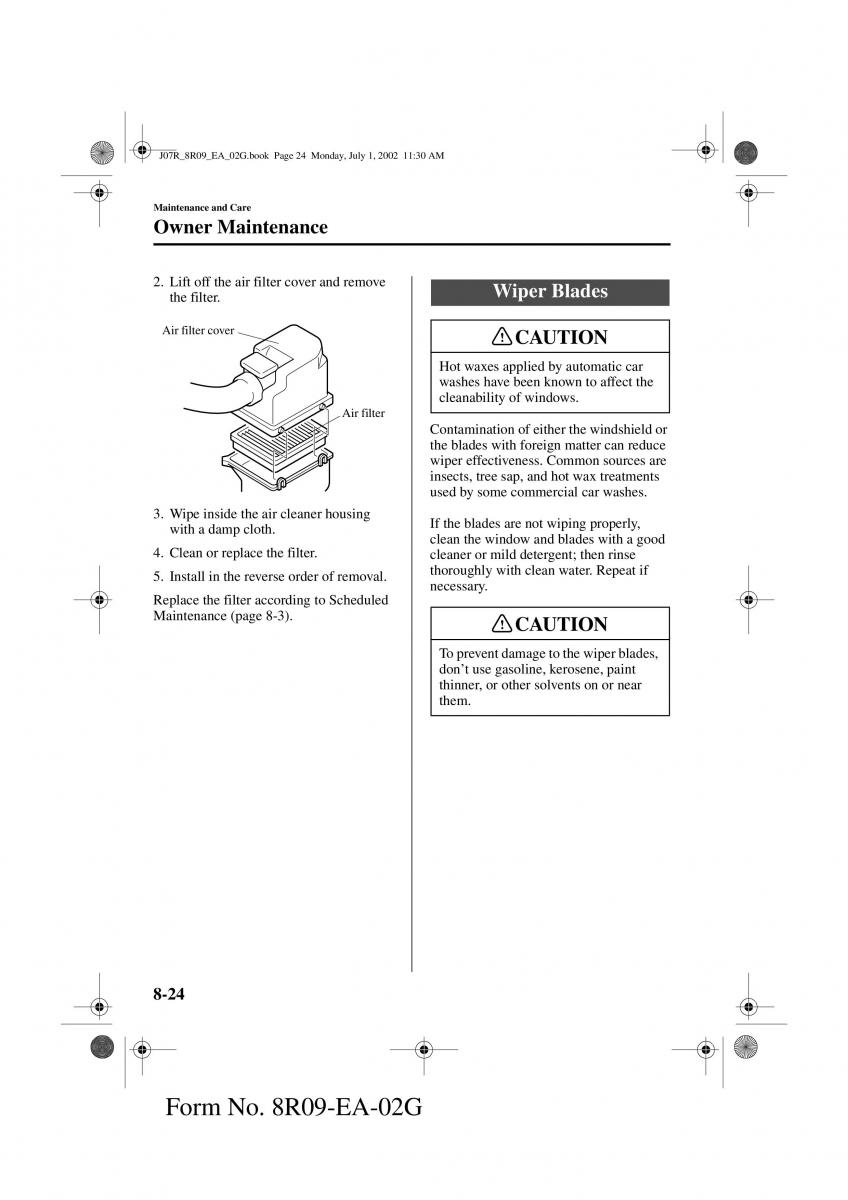 Mazda MX 5 Miata NB II 2 owners manual / page 203