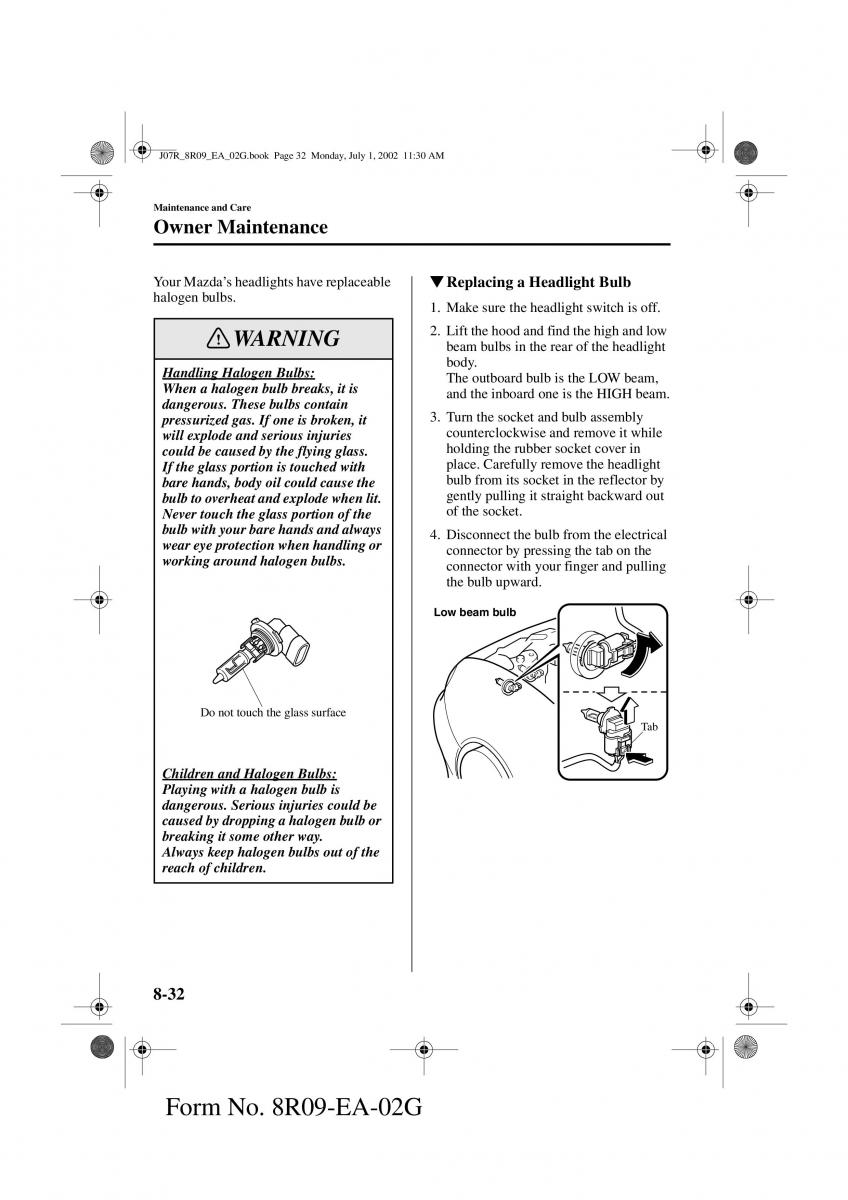 Mazda MX 5 Miata NB II 2 owners manual / page 211