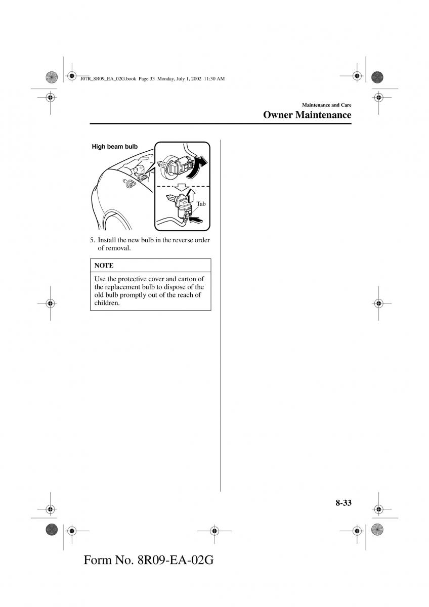 Mazda MX 5 Miata NB II 2 owners manual / page 212